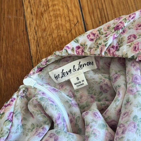 For Love And Lemons Teagan mini Floral White and Pink Dress strapless S - Picture 4 of 9